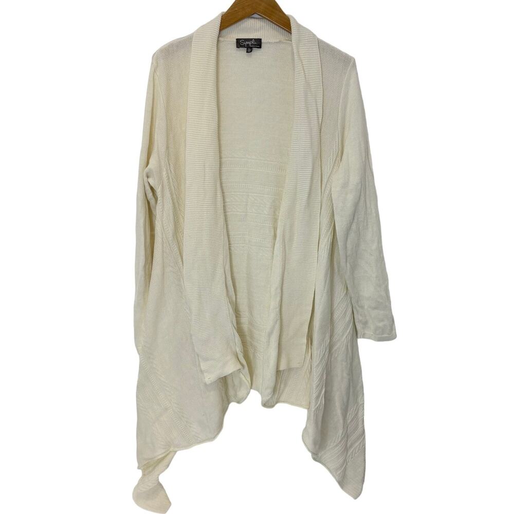 Sympli - Winter White Open Waterfall Knit Cardigan Sweater - Women's XL